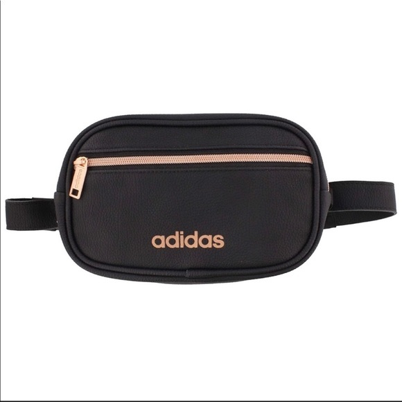 adidas Handbags - Adidas Black Rose Gold Leather Waistpack Fanny
Pack NWT